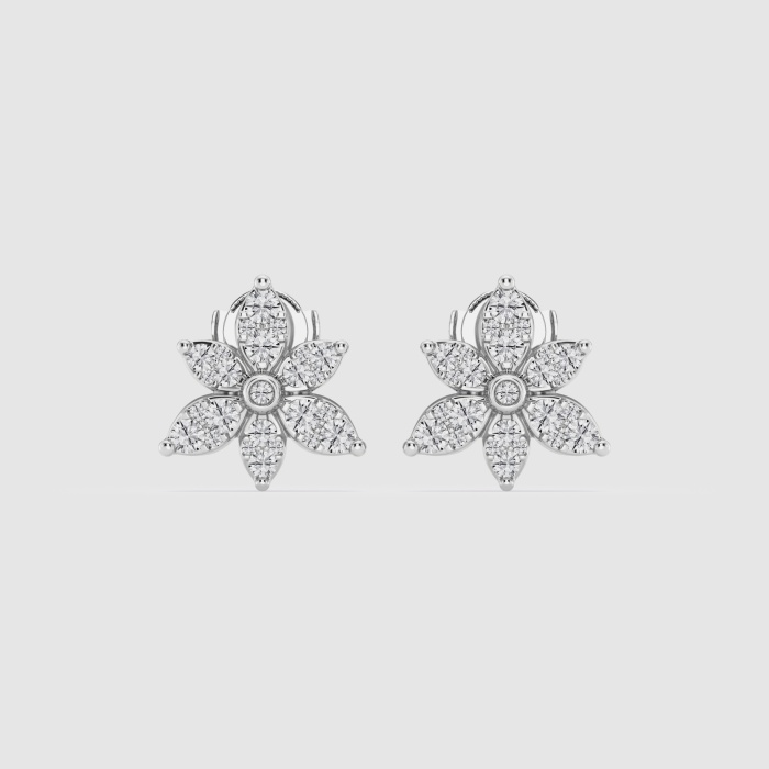 Natural Diamond | 1 1/3 ctw Round Flower Fashion Earrings